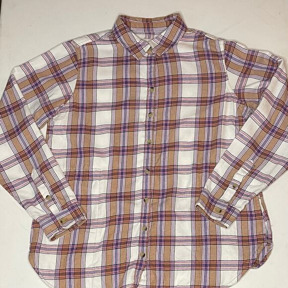 JACHS Girlfriend Womens Plaid Flannel Shirt Hand Pockets Sz S Cozy Fall Layering - Picture 1 of 8